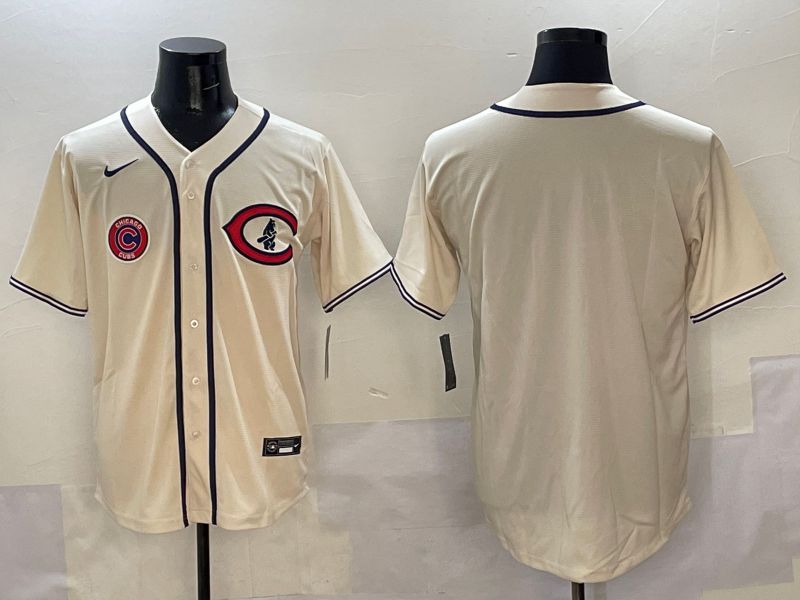 Men Chicago Cubs Blank Cream Throwback 2025 Nike MLB Jersey style 4